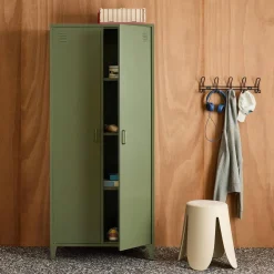 Armario/vestidor industrial de metal 2 puertas, 4 estantes, 1 barra para colgar