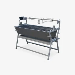 Asador de carbón con espetón eléctrico