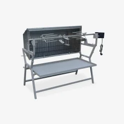 Asador de carbón con espetón eléctrico