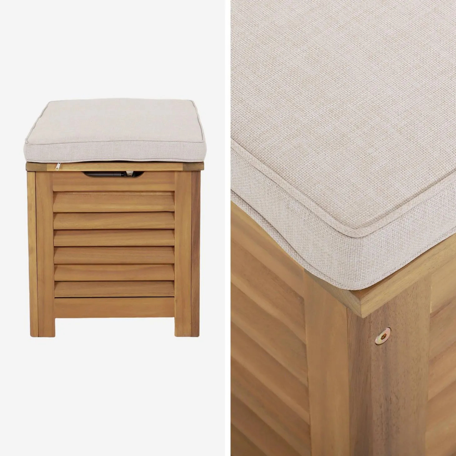Baúl de jardín en madera de acacia, 63L