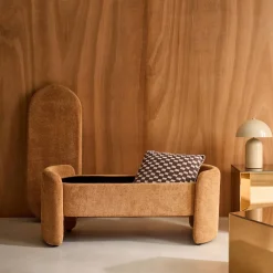Banco baúl, pie de cama contemporáneo de tela simple