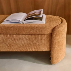 Banco baúl, pie de cama contemporáneo de tela simple