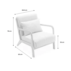Banco de 2 plazas + sillón borreguito de madera de caucho teñida