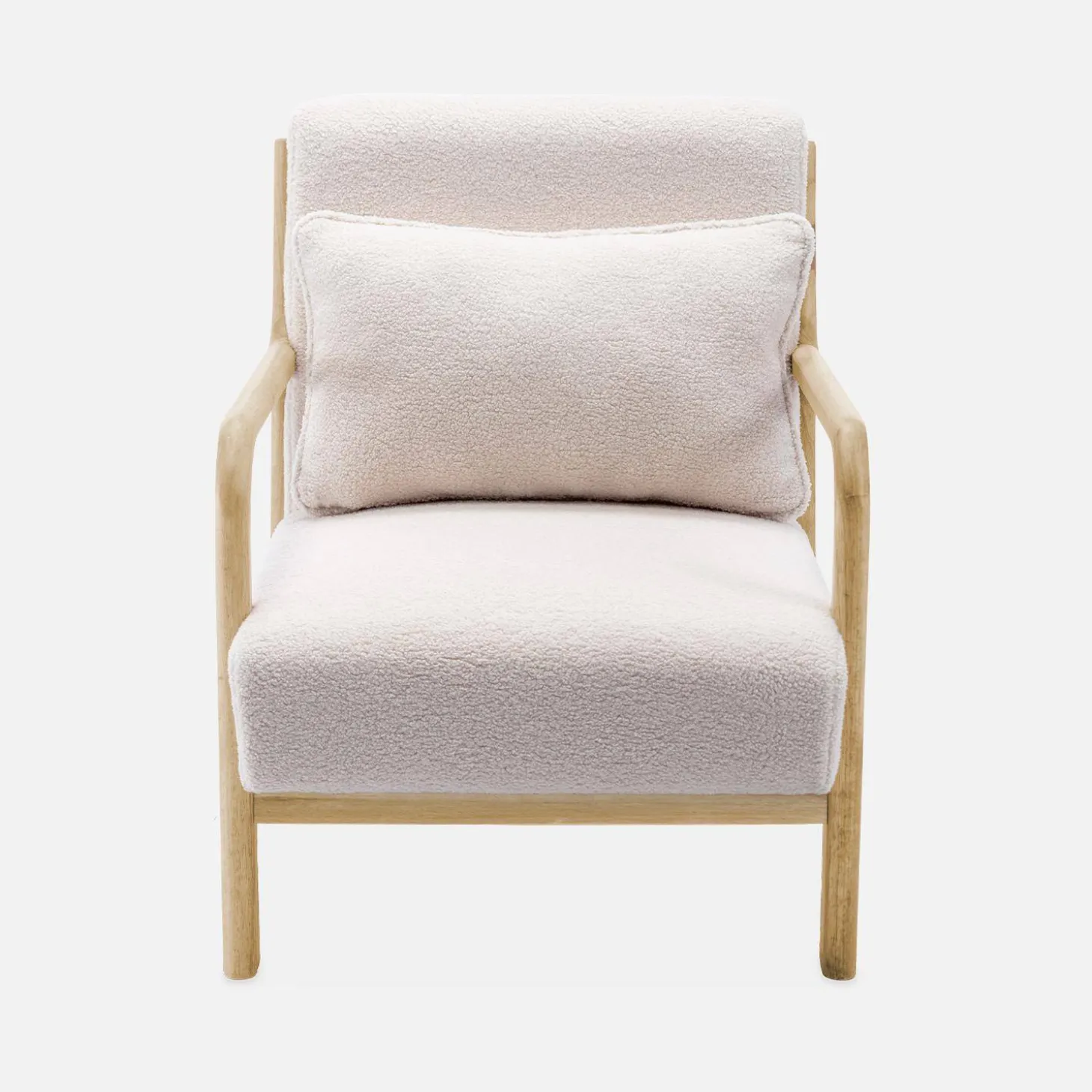 Banco de 2 plazas + sillón de madera con borreguito
