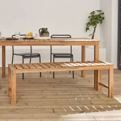Banco de madera clara, 140cm