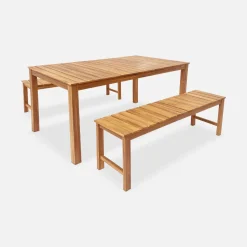 Banco de madera clara, 140cm