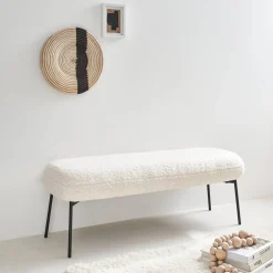 Banco, extremo de la cama con revestimiento de borreguito