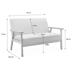 Banco y sillón borreguito y madera de caucho