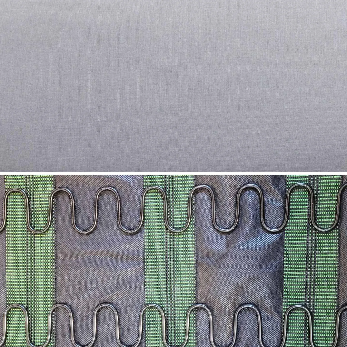 Banco y sillón de madera y tela, 3 plazas