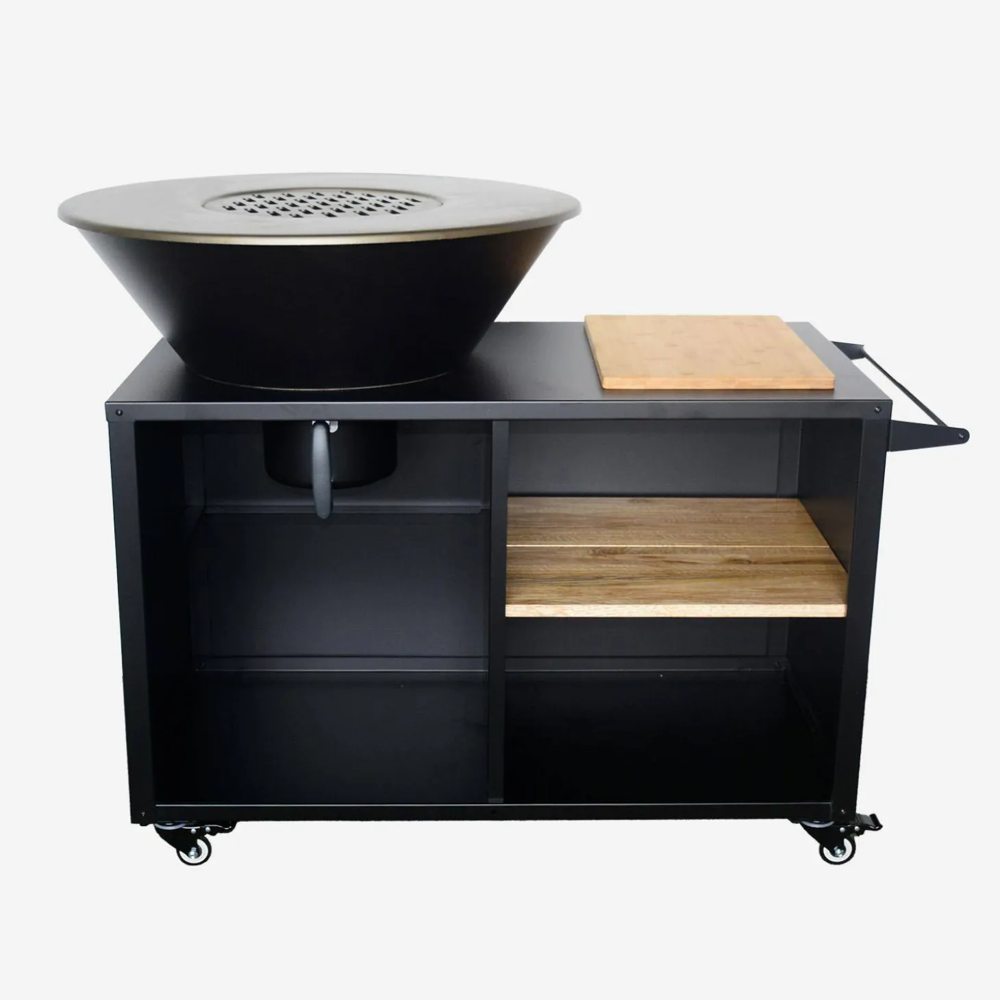 Barbacoa de brasero 80cm con mesa de servicio y funda de protección