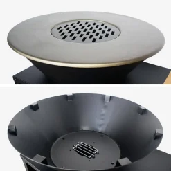 Barbacoa de brasero 80cm con mesa de servicio y funda de protección