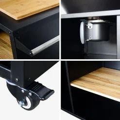Barbacoa de brasero 80cm con mesa de servicio y funda de protección