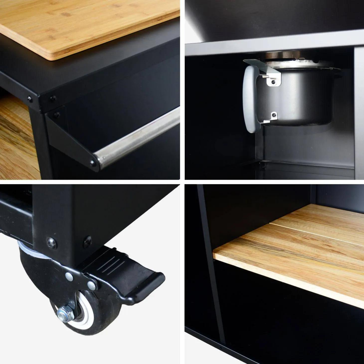 Barbacoa de brasero 80cm con mesa de servicio y funda de protección