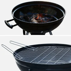 Barbacoa de carbón con maletín de utensilios