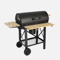 Barbacoa de carbón, parrilla y ahumador americano, con ruedas y bandejas abatibles