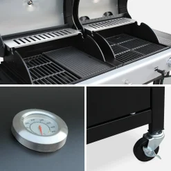 Barbacoa de gas 2 en 1, 3 quemadores con 1 fuego lateral