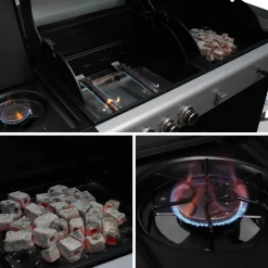 Barbacoa de gas 2 en 1, 3 quemadores con 1 fuego lateral