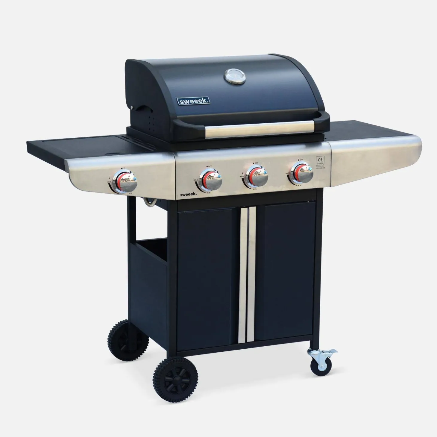 Barbacoa de gas con 3 quemadores con 1 quemador lateral