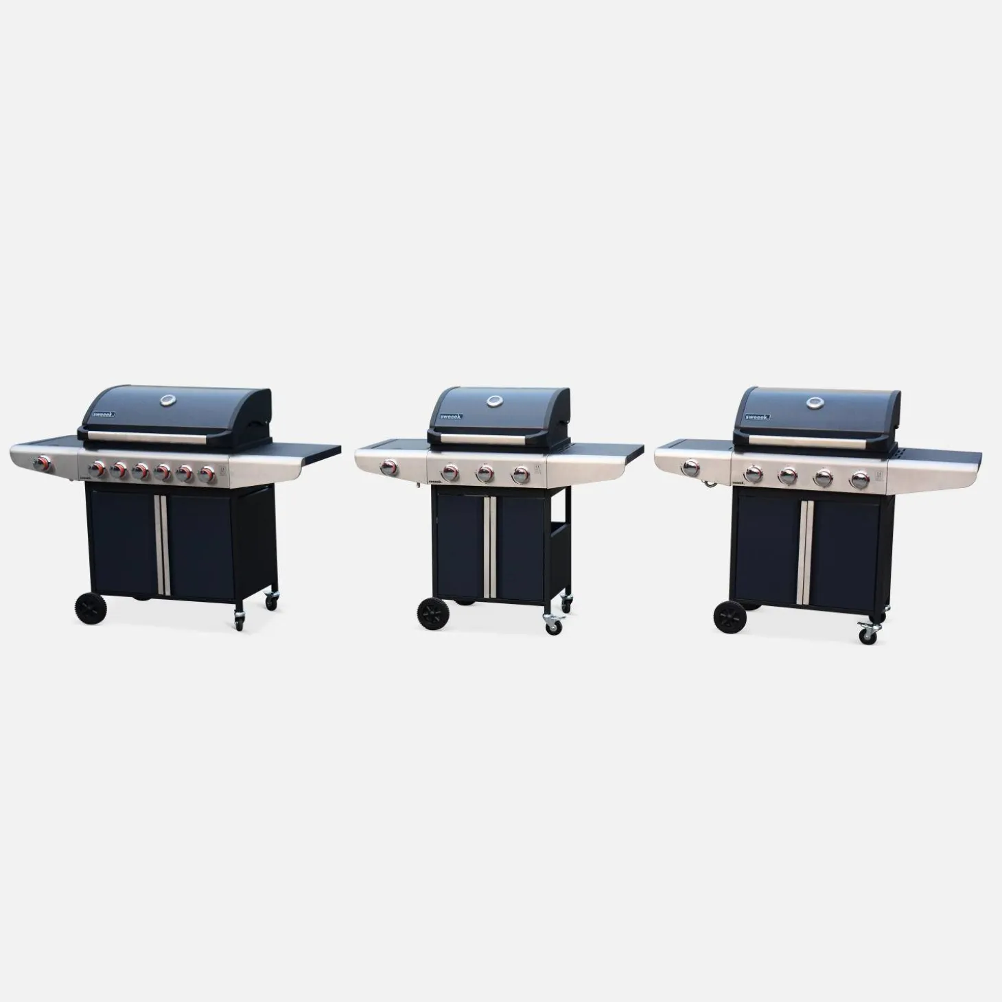 Barbacoa de gas con 3 quemadores con 1 quemador lateral