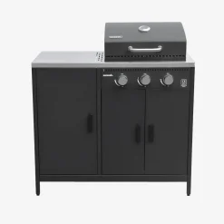 Barbacoa de gas con 3 quemadores, 3 puertas y termómetro