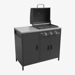 Barbacoa de gas con 3 quemadores, 3 puertas y termómetro
