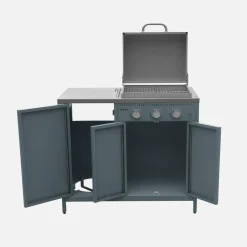 Barbacoa de gas con 3 quemadores, 3 puertas y termómetro