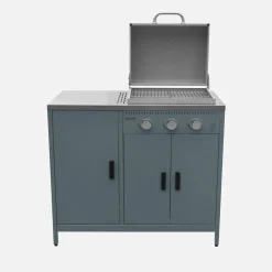 Barbacoa de gas con 3 quemadores, 3 puertas y termómetro