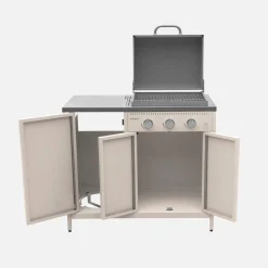 Barbacoa de gas con 3 quemadores, 3 puertas y termómetro