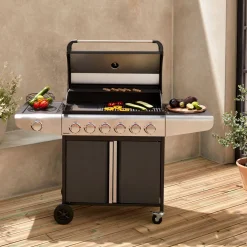 Barbacoa de gas de 7 quemadores con 1 quemador lateral
