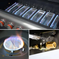 Barbacoa de gas de 7 quemadores con 1 quemador lateral