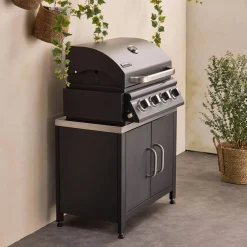 Barbacoa de gas de 4 quemadores de mesa + cocina exterior de acero, 80cm