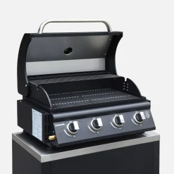 Barbacoa de gas de 4 quemadores de mesa + cocina exterior de acero, 80cm