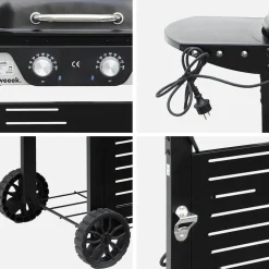 Barbacoa eléctrica de 2 quemadores, acero esmaltado