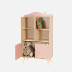 Biblioteca infantil madera de pino 2 puertas 4 estantes