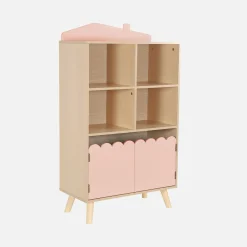 Biblioteca infantil madera de pino 2 puertas 4 estantes