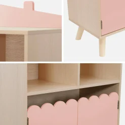 Biblioteca infantil madera de pino 2 puertas 4 estantes