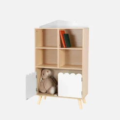 Biblioteca infantil madera de pino 2 puertas 4 estantes