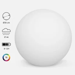 Bola luminosa LED inalámbrica, interior/exterior, 16 colores