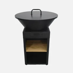 Brasero barbacoa Ø81,5cm con parrilla de cocción, espacio de almacenamiento y tapa