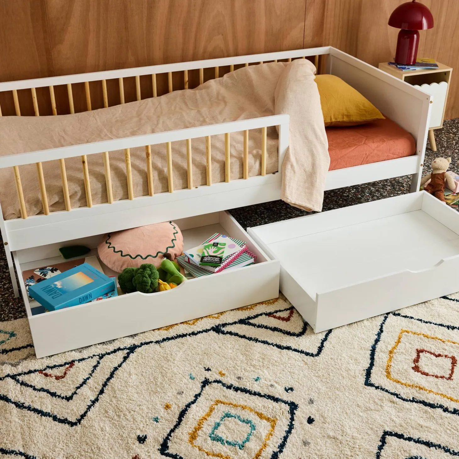 Cajón cama infantil madera de pino, set de 2