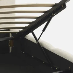 Cama baúl con somier a láminas y cabecero 140cm, acabado en borreguito