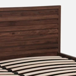 Cama con cajón, somier de láminas y cabecero 160x200cm decoración madera