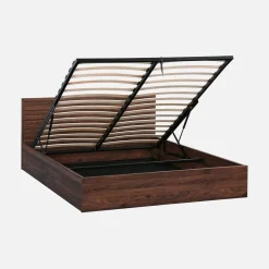 Cama con cajón, somier de láminas y cabecero 160x200cm decoración madera