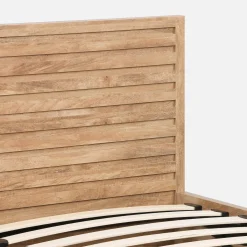 Cama con cajón, somier de láminas y cabecero 140x190cm decoración madera