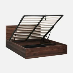 Cama con cajón, somier de láminas y cabecero 140x190cm decoración madera