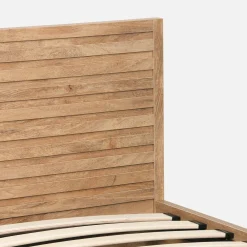 Cama con cajón, somier de láminas y cabecero 90x190cm decorado en madera