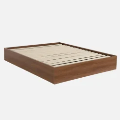 Cama con cajón y somier de láminas 160x200cm, decorado en madera