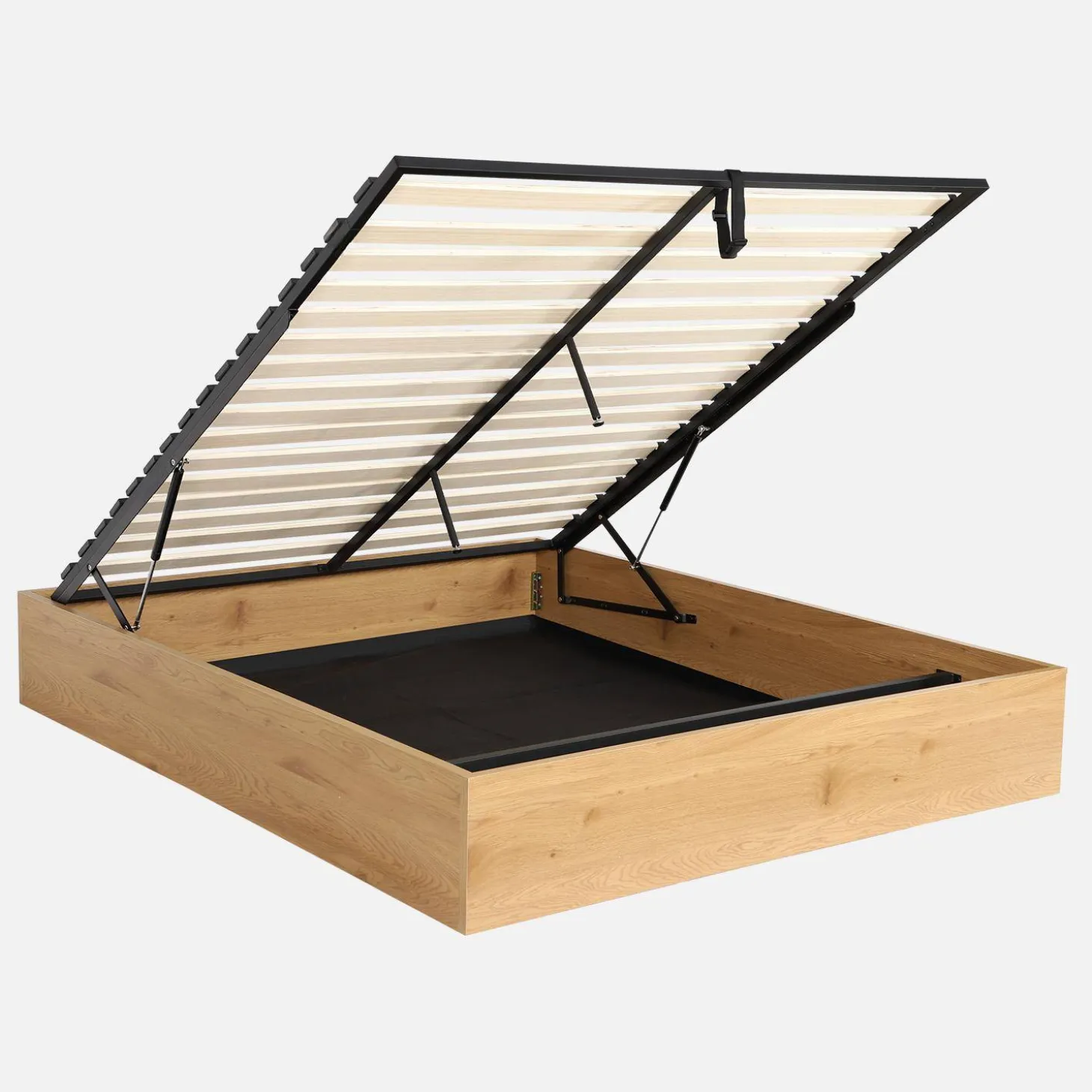 Cama con cajón y somier de láminas 160x200cm, decorado en madera