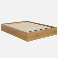 Cama con cajón y somier de láminas 140x190cm, decoración madera