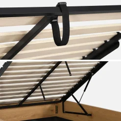 Cama con cajón y somier de láminas 140x190cm, decoración madera